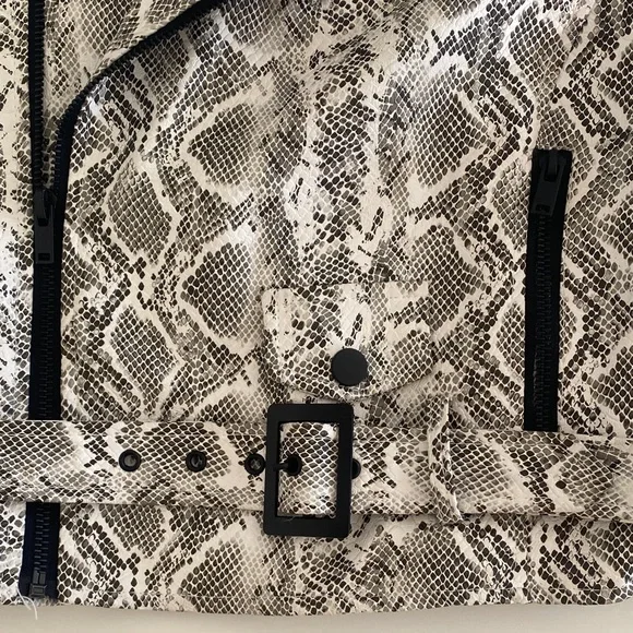 Vintage Monochrome Snakeskin Faux Leather Jacket - Picture 3 of 5